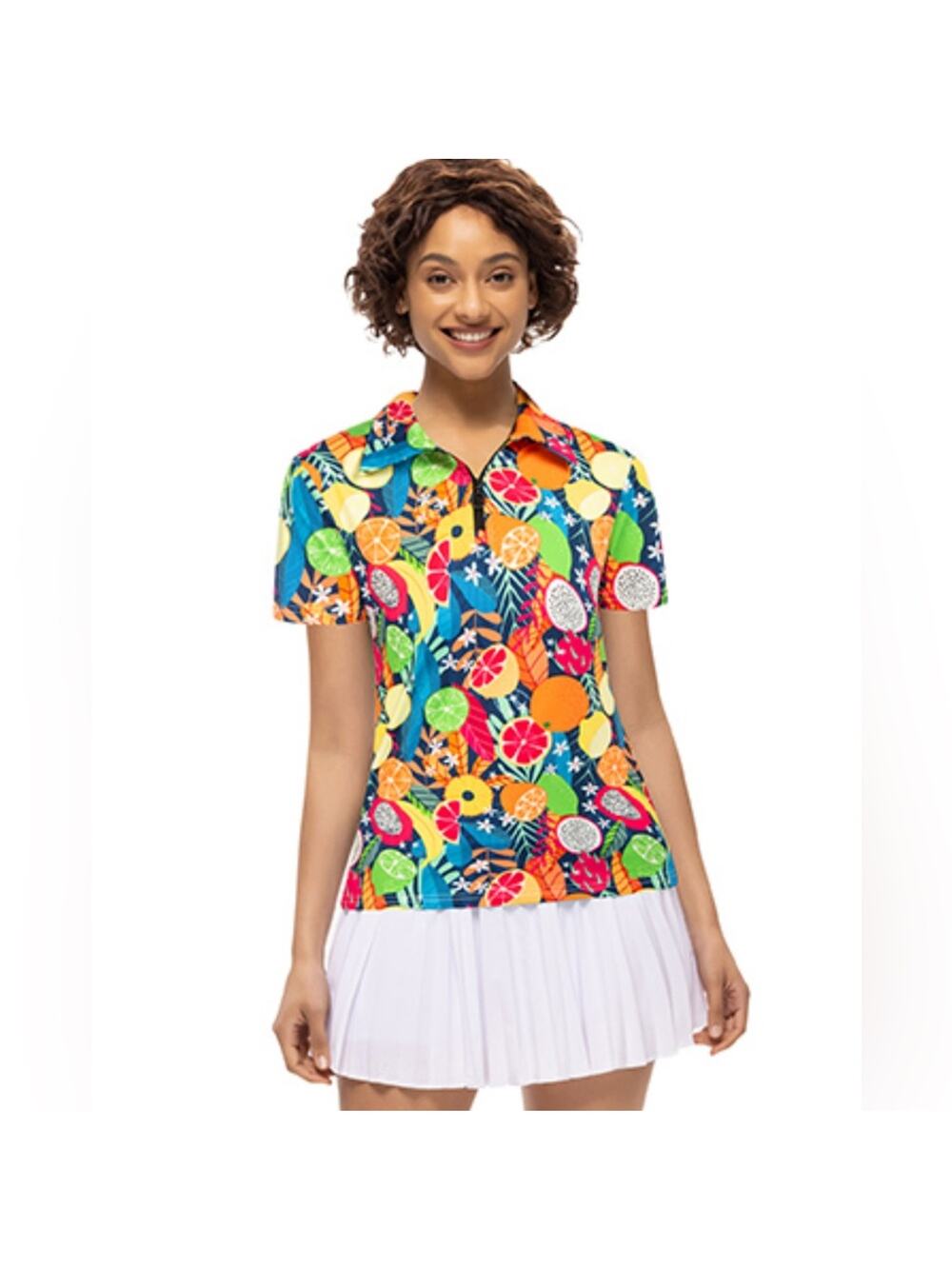 Jack Smith Women's Golf Polo Fruit Print Size XL